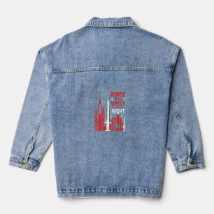 Nurse Witch Halloween Skyline Design_1 Denim Jacket