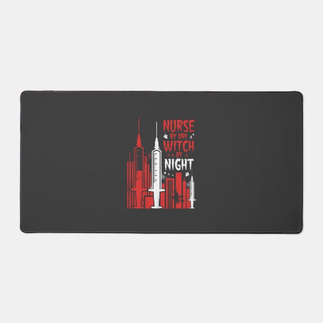 Nurse Witch Halloween Skyline Design_1 Desk Mat (Front)