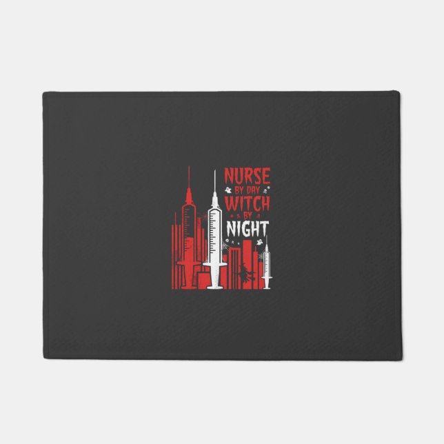 Nurse Witch Halloween Skyline Design_1 Doormat (Front)
