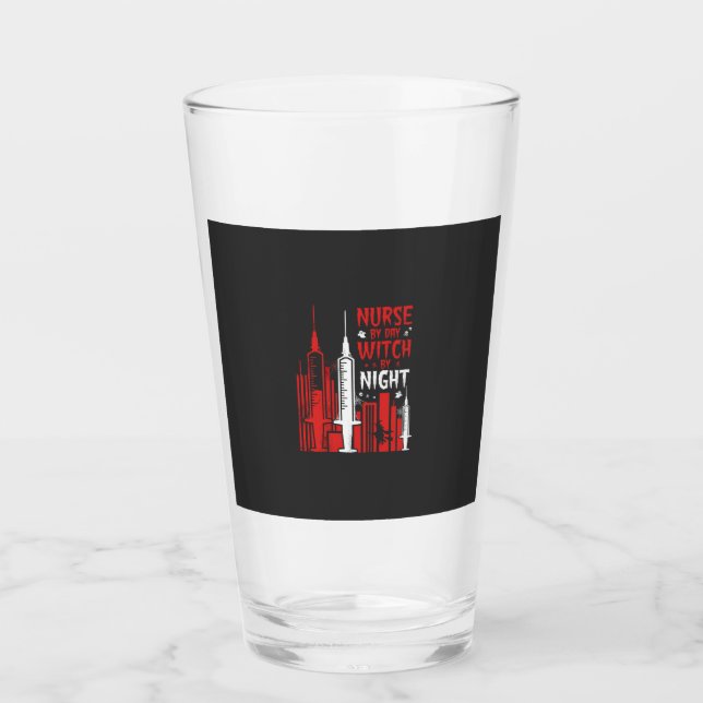 Nurse Witch Halloween Skyline Design_1 Glass (Front)