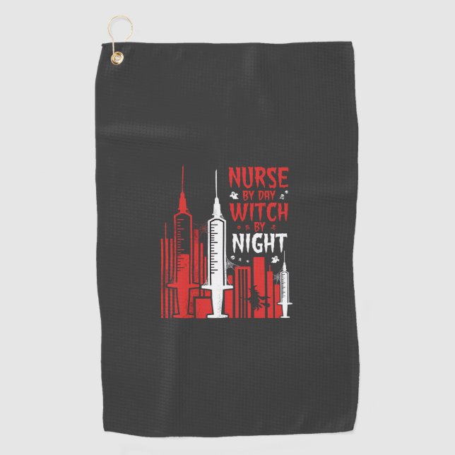 Nurse Witch Halloween Skyline Design_1 Golf Towel (Front)