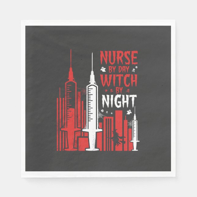 Nurse Witch Halloween Skyline Design_1 Napkin (Front)
