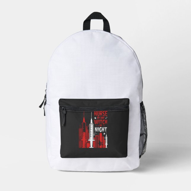 Nurse Witch Halloween Skyline Design_1 Printed Backpack (Front)