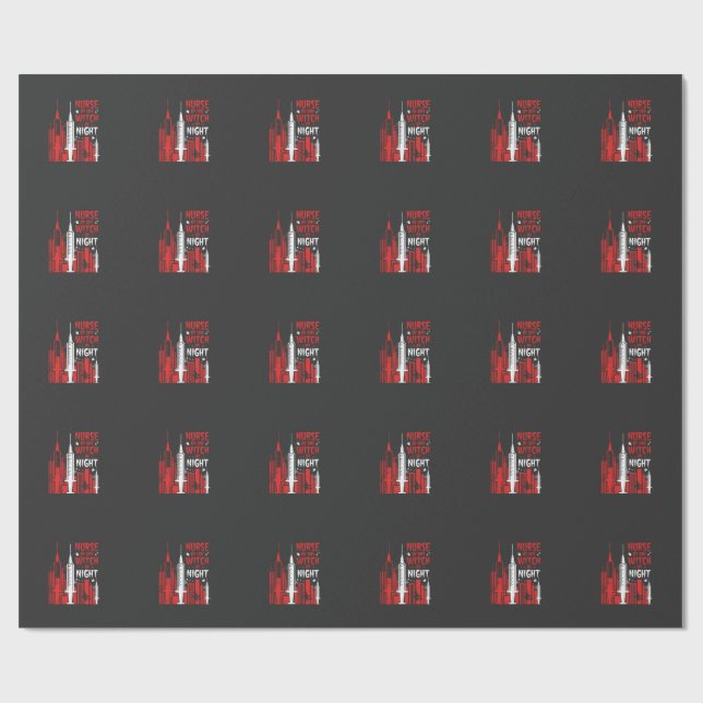 Nurse Witch Halloween Skyline Design_1 Wrapping Paper (Flat)