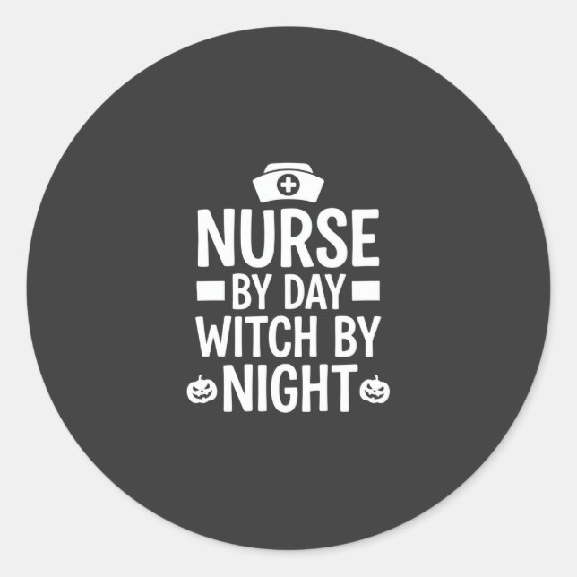 Nurse Witch Halloween Vector Design_1 Classic Round Sticker (Front)