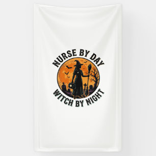 Nurse Witch Halloween Vintage Spooky Shift Design Banner