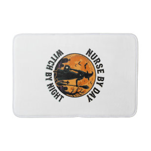 Nurse Witch Halloween Vintage Spooky Shift Design Bath Mat