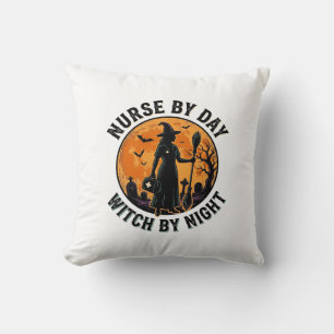 Nurse Witch Halloween Vintage Spooky Shift Design Cushion