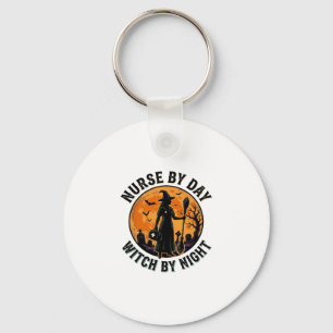 Nurse Witch Halloween Vintage Spooky Shift Design Key Ring