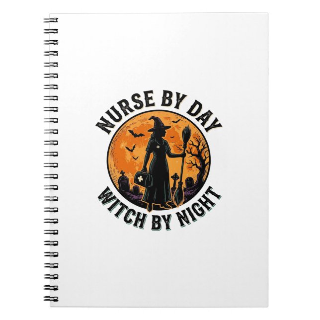 Nurse Witch Halloween Vintage Spooky Shift Design Notebook (Front)