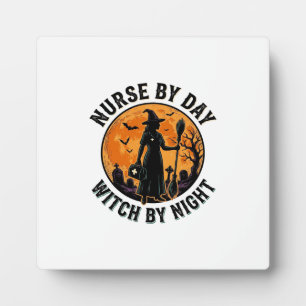 Nurse Witch Halloween Vintage Spooky Shift Design Plaque