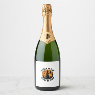 Nurse Witch Halloween Vintage Spooky Shift Design Sparkling Wine Label