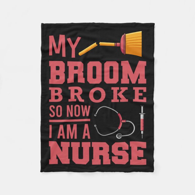 Nurse witches broom   fleece blanket (Front)