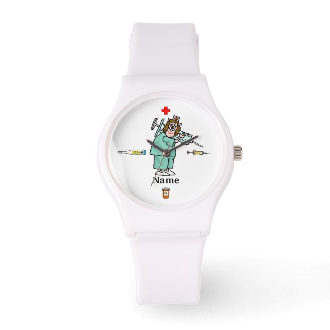  Nurse with Big Syringe Shot Watch  Personalise It (Front)