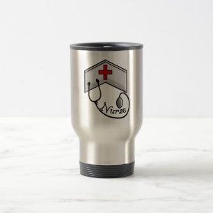Nurse with EMBOSSED CAP & STETHOSCOPE Travel Mug