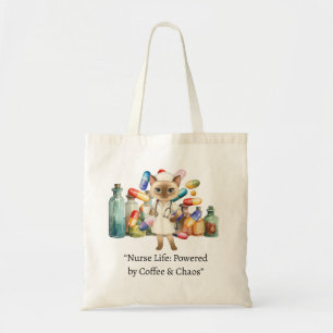 Nurse with funny text for cat lovers tote bag