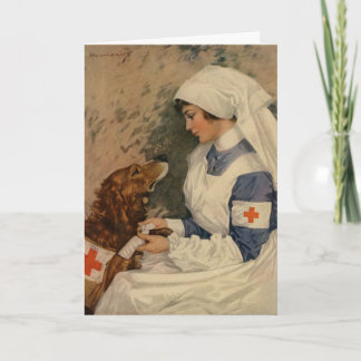 Nurse with Golden Retriever 1917 Personalised Card