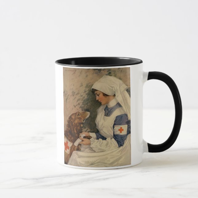 Nurse with Golden Retriever 1917 Vintage WW1 Mug (Right)