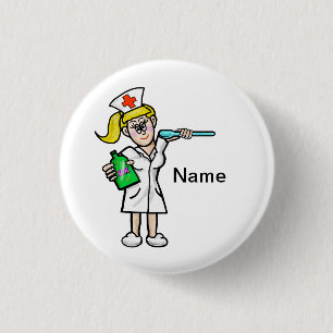 Nurse With Liquid Medicine Customisable Button