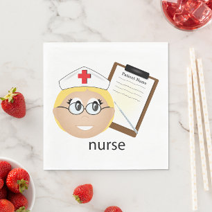 Nurse with Medical Clipboard and Thermometer Napkin