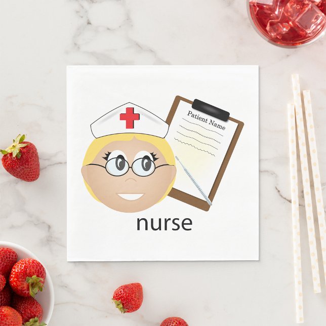 Nurse with Medical Clipboard and Thermometer Napkin (Creator Uploaded)