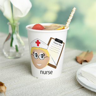 Nurse With Medical Records Paper Cups