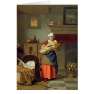 Nursemaid with baby in an interior