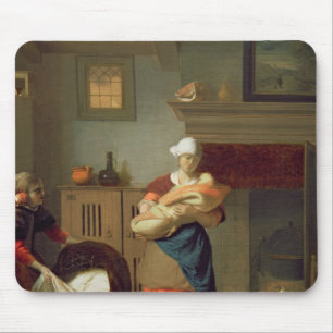 Nursemaid with baby in an interior mouse pad