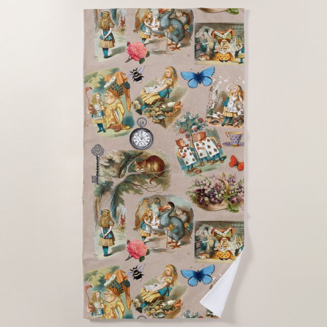  Nursery Alice Colourful 1800s Classic Wonderland  Beach Towel (Front)