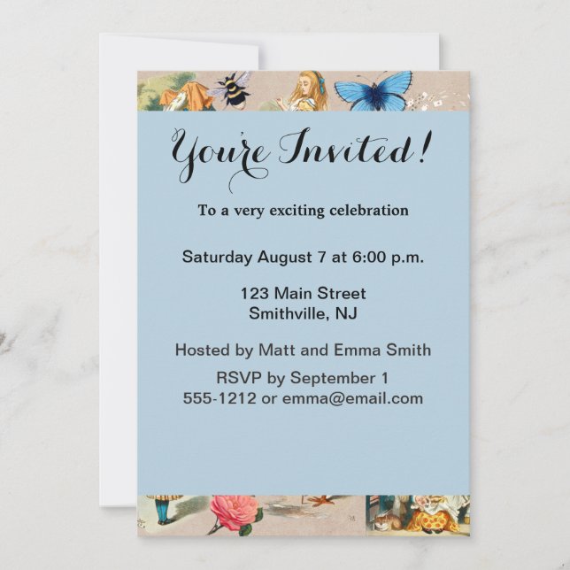  Nursery Alice Colourful 1800s Classic Wonderland  Invitation (Front)