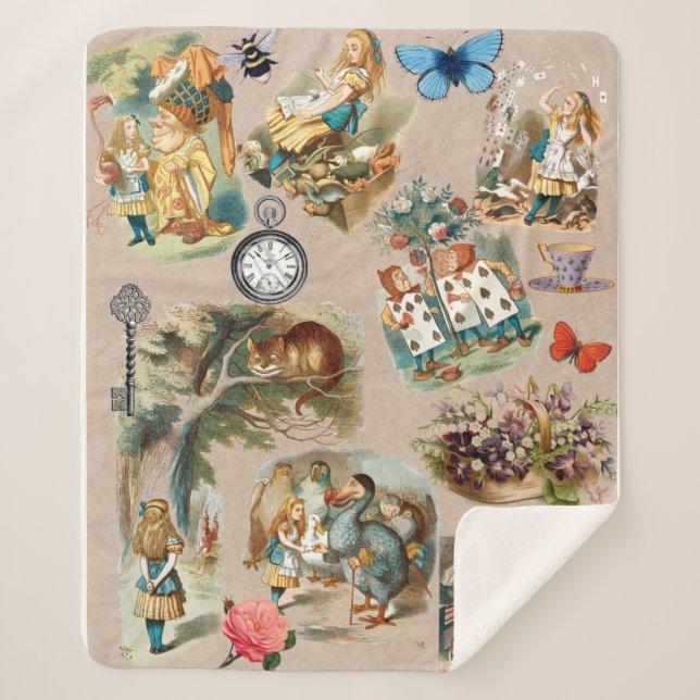  Nursery Alice Colourful 1800s Classic Wonderland  Sherpa Blanket (Front)