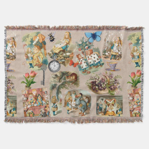 Nursery Alice Colourful 1800s Classic Wonderland Throw Blanket