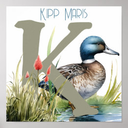 Nursery Art Duck Letter K Poster