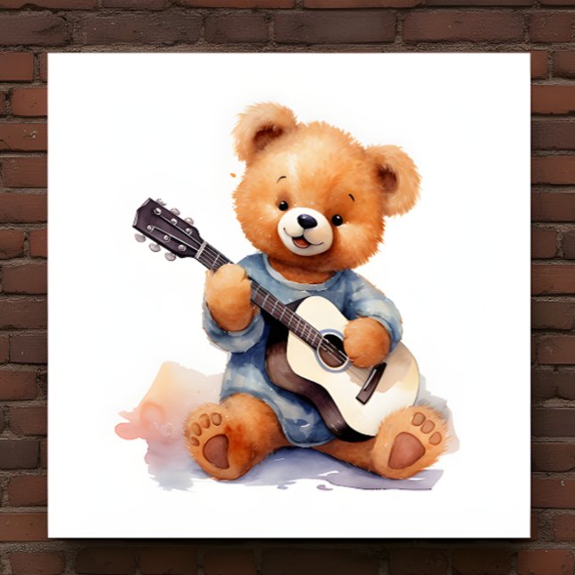 Nursery Art Poster Teddy Bear Guitar Left-Handed  (Creator Uploaded)