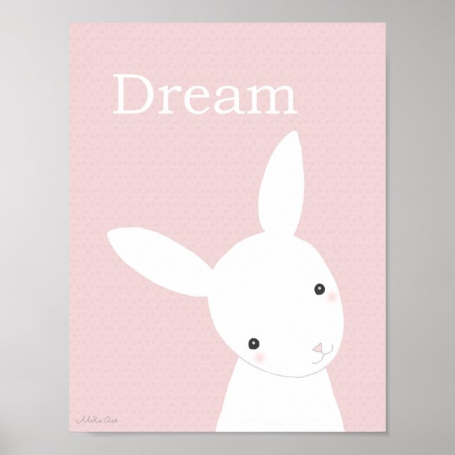 Nursery art Print Cute Bunny Girl Nursery Print (Front)