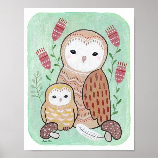 Nursery art Print Owl Nursery Print Nursery Decor (Front)