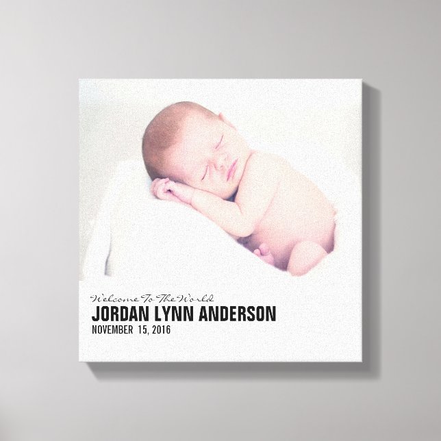Nursery Baby Announcement Photo Canvas Print (Front)
