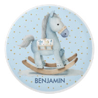 Nursery Baby Blue Rocking Horse Name Drawer