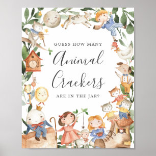 Nursery Baby Shower Guess How Many Animal Crackers Poster