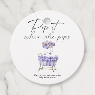 Nursery baby shower - pop it! when she pops favour tags