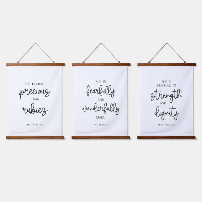 Nursery Bible Verse Hanging Tapestry Set (Triple)