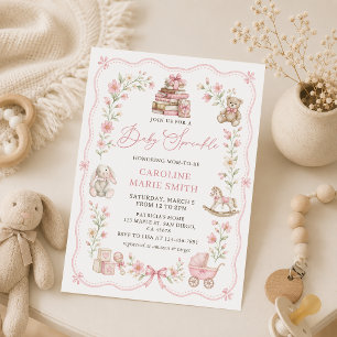 Nursery Blue Floral Baby Sprinkle Invitation
