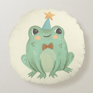 Nursery Cute Frog Baby Round Cushion