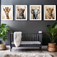 Nursery Decor Jungle Animals Prints Photo Tile