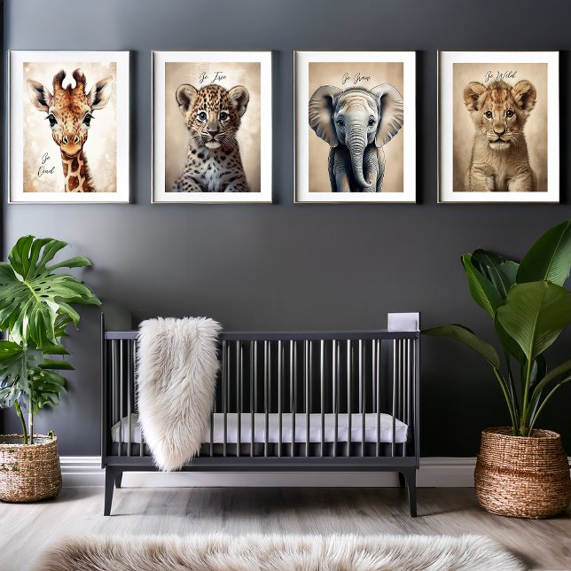 Nursery Decor Jungle Animals Prints Photo Tile (Nursery Decor Jungle Animals with Editable Captions Prints Photo Tile Poster (Framing Available))