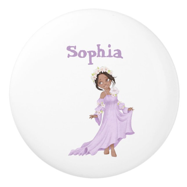 Nursery  Decor Princess Purple Girly  Ceramic Knob (Front)