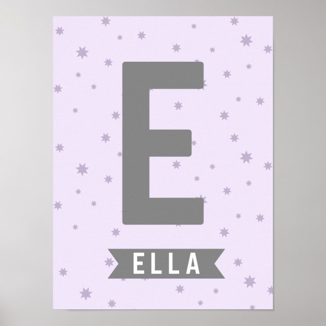 Nursery Initial + Name Print - Stars (Front)