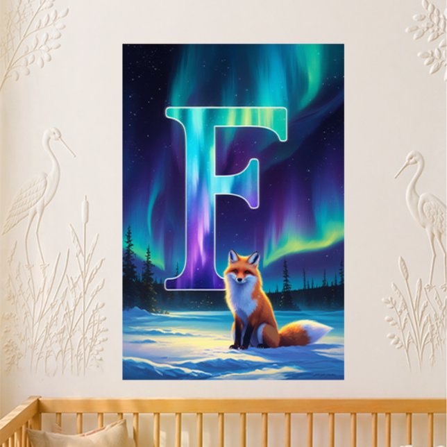 Nursery Letter F Name Northern Lights Fox Poster (Creator Uploaded)