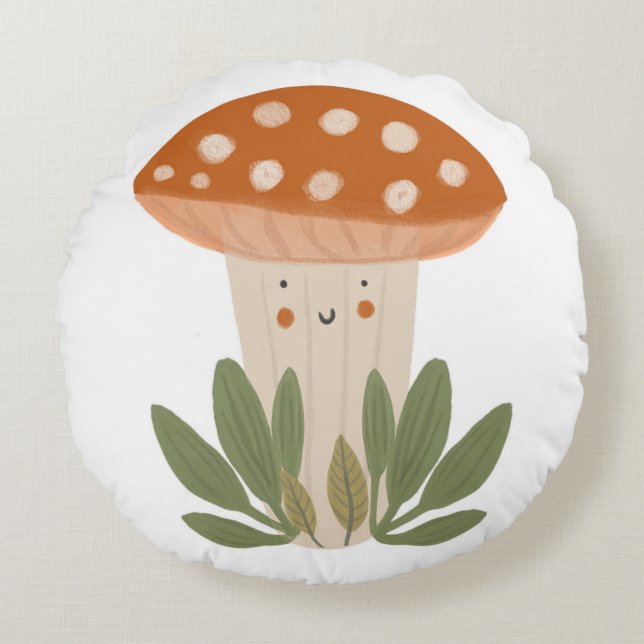 Nursery Little mushroom Cute Baby Room Round Cushion (Front)