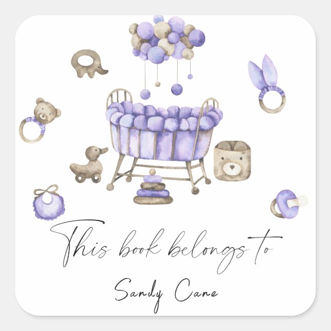 Nursery mobile - This book belongs to Square Sticker (Front)